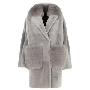Blancha Grey Leather Coat Women